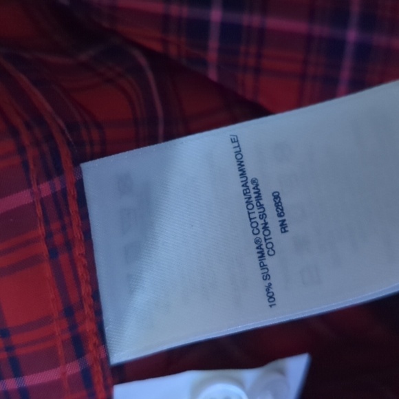 Lands' End No Iron Supima Red & Pink Plaid Long Sleeve Button Down Shirt Size 10 - Picture 5 of 5